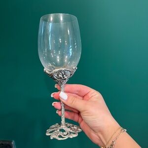 Floral metal wine glasses